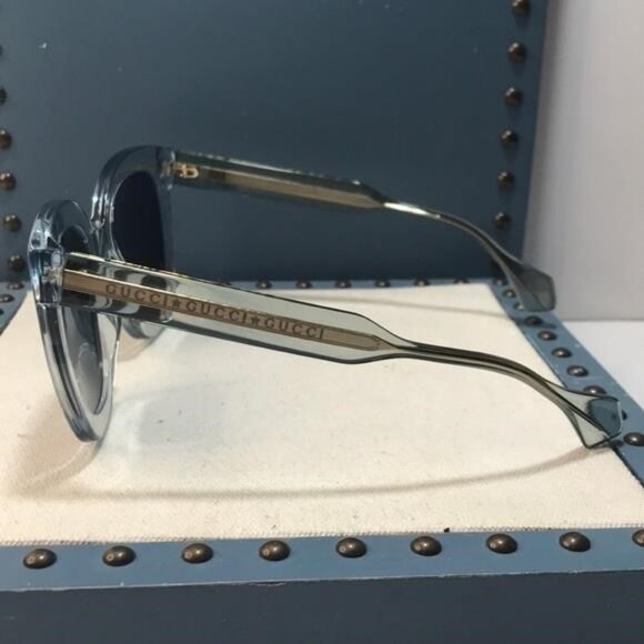 New Authentic Gucci GG0564S 003 Light Blue Cat-Eye Sunglasses Blue Lenses - Picture 12 of 13